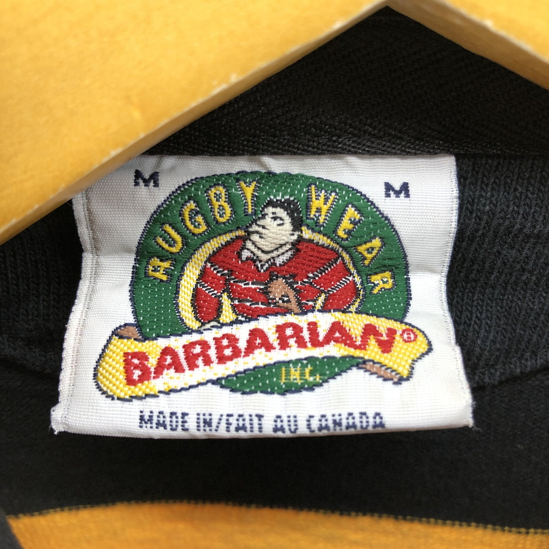 90'S BARBARIAN Border Pattern Long Sleeve Rugby Shirt Made in Canada Men's M Size Vintage /eaa507974