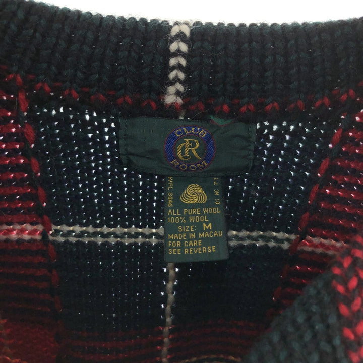 CLUB ROOM Check Pattern Wool Knit Sweater Women's M size /eaa508258