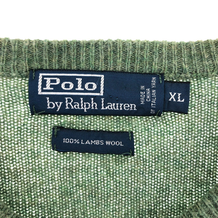 Ralph Lauren POLO by Ralph Lauren V-neck lamb wool knit sweater, women's XL size /eaa508284