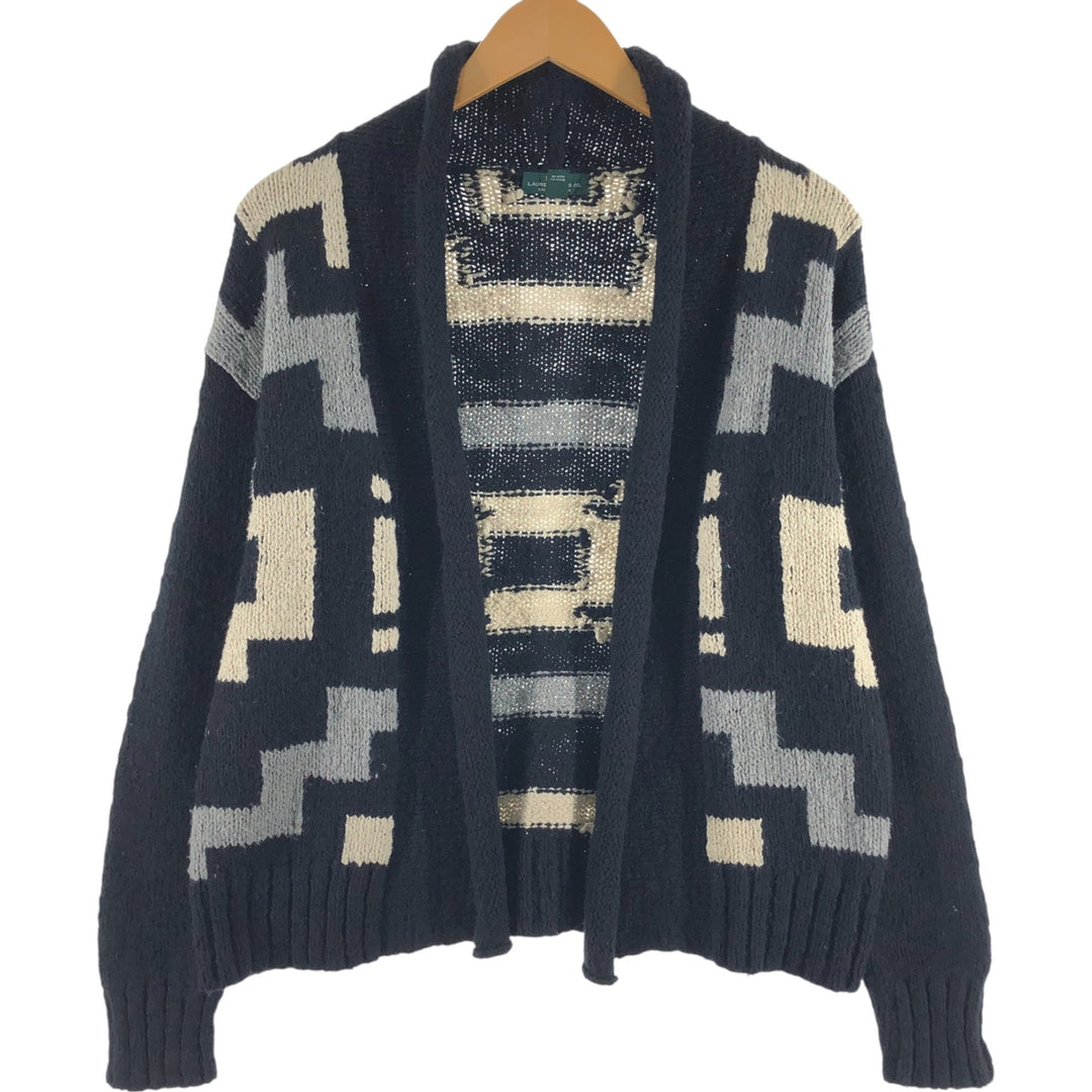 Ralph Lauren LRL LAUREN JEANS COMPANY All-over print cotton knit cardigan, women's size L / eaa508285