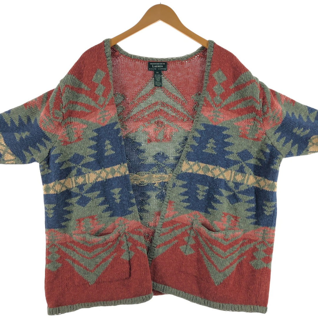 Ralph Lauren LAUREN Lauren all-over print linen x cotton knit cardigan, women's XXXL size / eaa508286