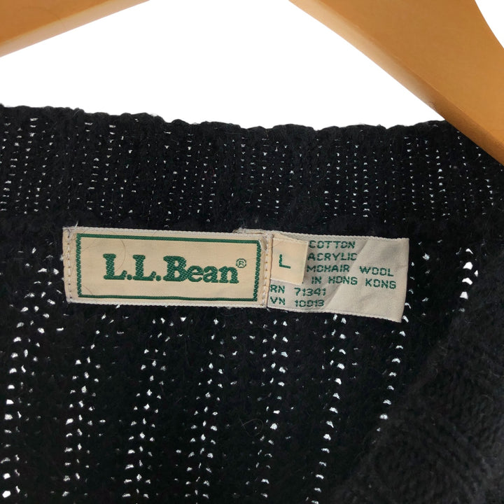 80'S LLBean Ribbed Mohair Blend Cotton Knit Cardigan Women's Size L Vintage /eaa508294