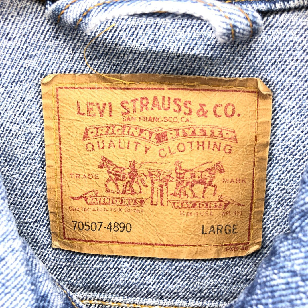 90'S Levi's 70507-4890 denim jacket, denim jacket, made in the USA, men's size L, vintage cotton blue type Vintage Second Hand
