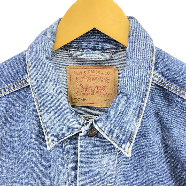 90'S Levi's 70507-4890 denim jacket, denim jacket, made in the USA, men's size L, vintage cotton blue type Vintage Second Hand