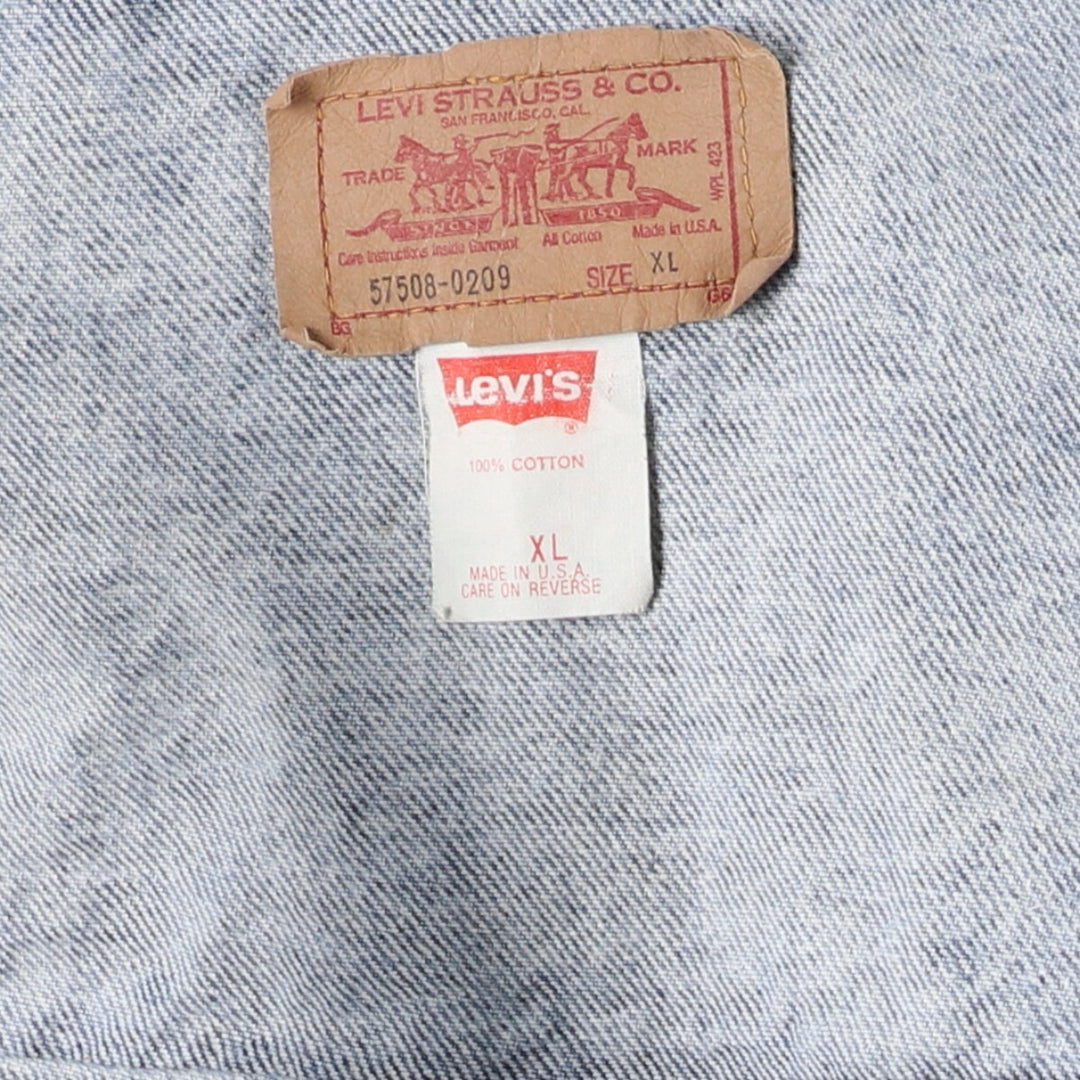 90'S Levi's 57508-0209 Chemical Wash Denim Jacket, G-Jean, Made in USA, Men's XL, Vintage cotton blue type Vintage Second Hand