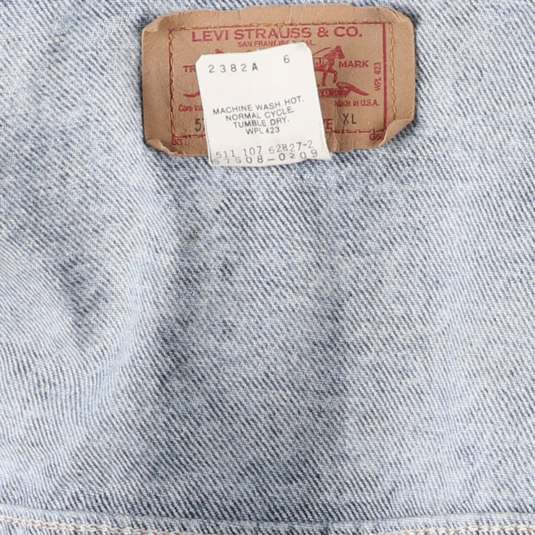 90'S Levi's 57508-0209 Chemical Wash Denim Jacket, G-Jean, Made in USA, Men's XL, Vintage cotton blue type Vintage Second Hand