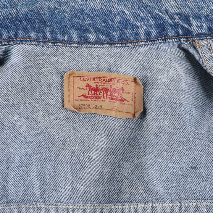90'S Levi's 57508-0299 Chemical Wash Denim Jacket, G-Jean, Made in USA, Men's Size L, Vintage cotton blue type Vintage Second Hand