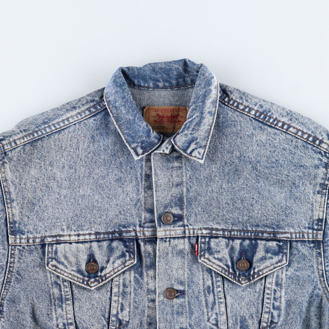 90'S Levi's 57508-0299 Chemical Wash Denim Jacket, G-Jean, Made in USA, Men's Size L, Vintage cotton blue type Vintage Second Hand