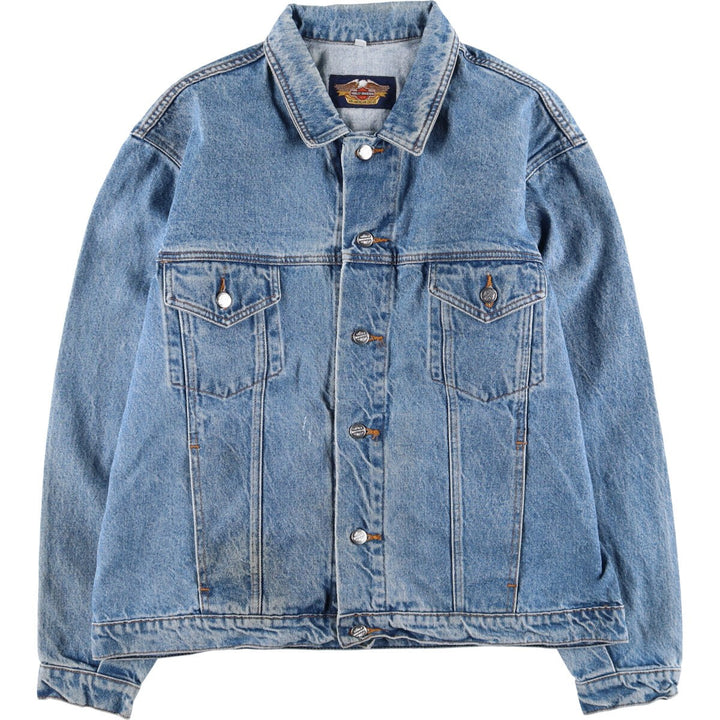 Harley-Davidson Back Print Denim Jacket G-Jean Men's XL cotton blue type Vintage Second Hand