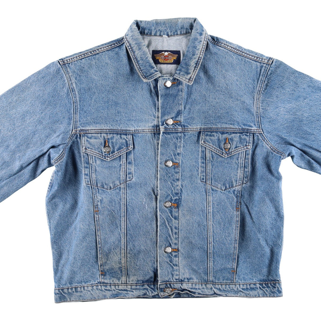 Harley-Davidson Back Print Denim Jacket G-Jean Men's XL cotton blue type Vintage Second Hand