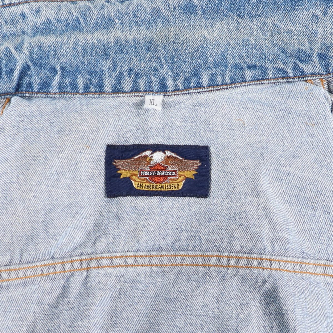 Harley-Davidson Back Print Denim Jacket G-Jean Men's XL cotton blue type Vintage Second Hand