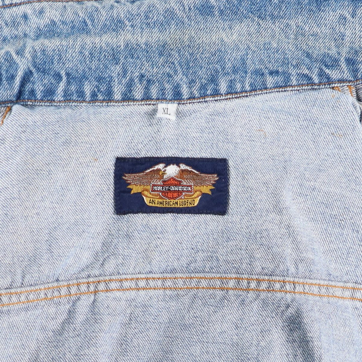 Harley-Davidson Back Print Denim Jacket G-Jean Men's XL cotton blue type Vintage Second Hand