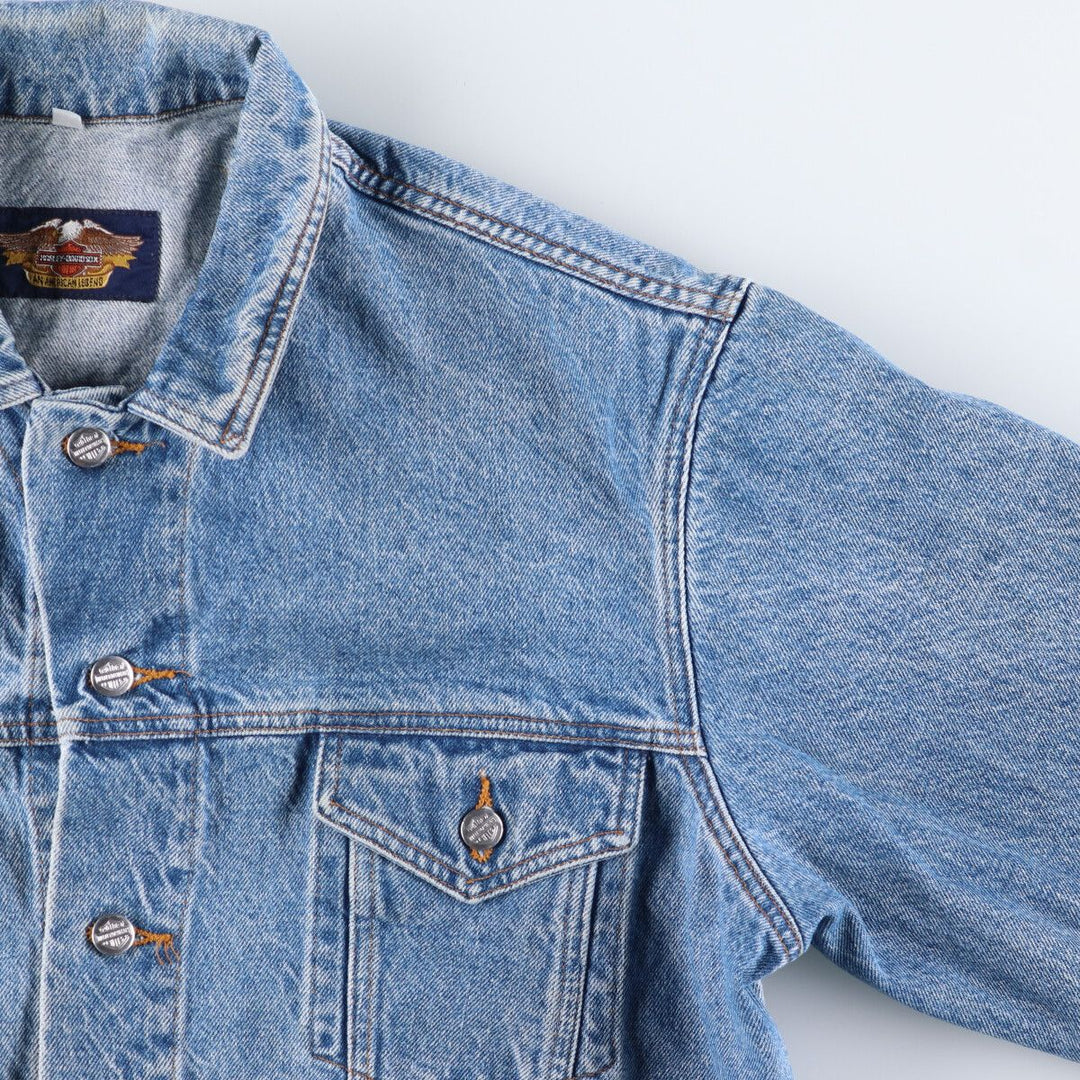 Harley-Davidson Back Print Denim Jacket G-Jean Men's XL cotton blue type Vintage Second Hand