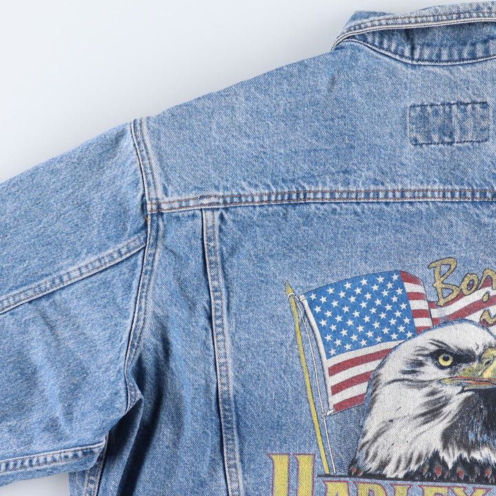 Harley-Davidson Back Print Denim Jacket G-Jean Men's XL cotton blue type Vintage Second Hand