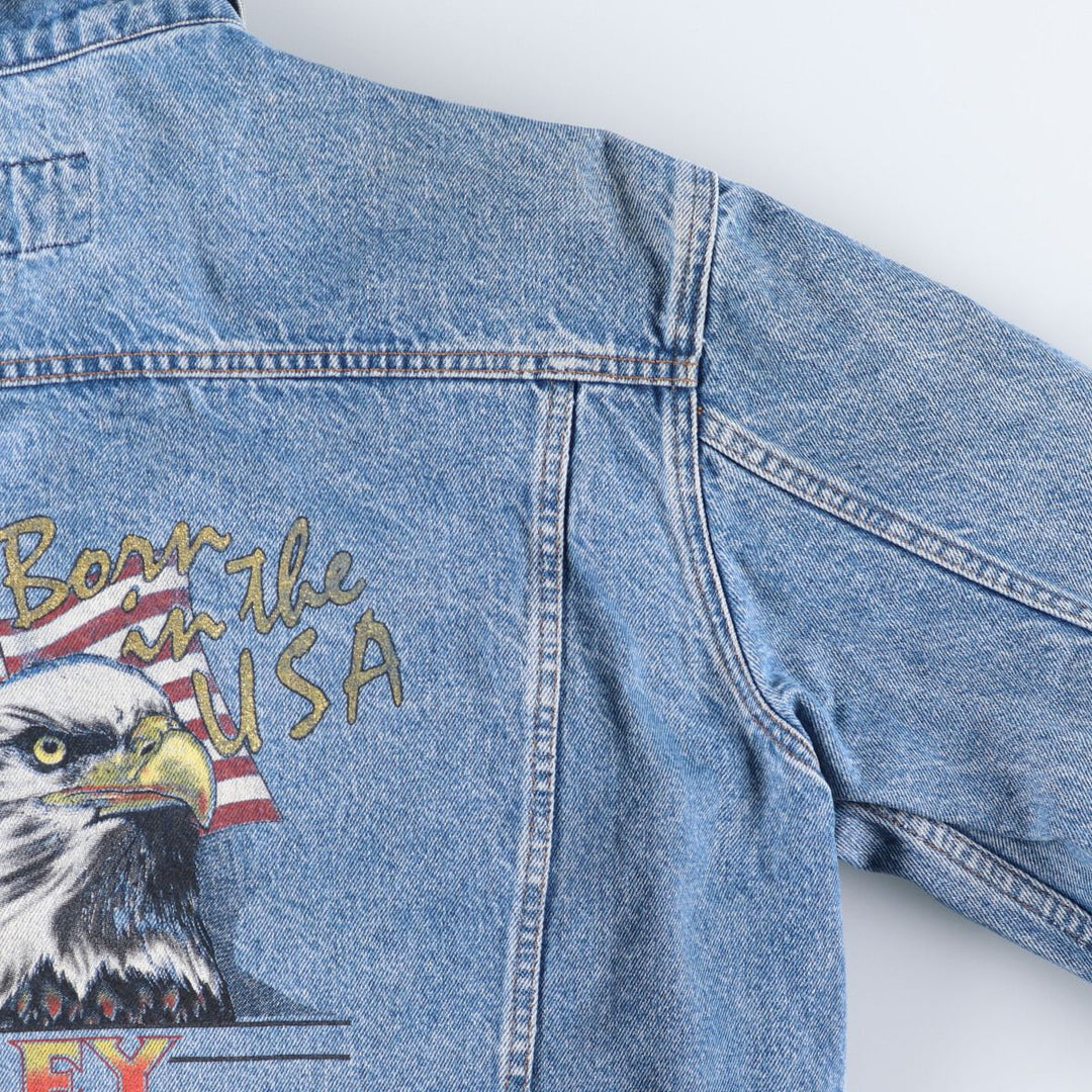 Harley-Davidson Back Print Denim Jacket G-Jean Men's XL cotton blue type Vintage Second Hand