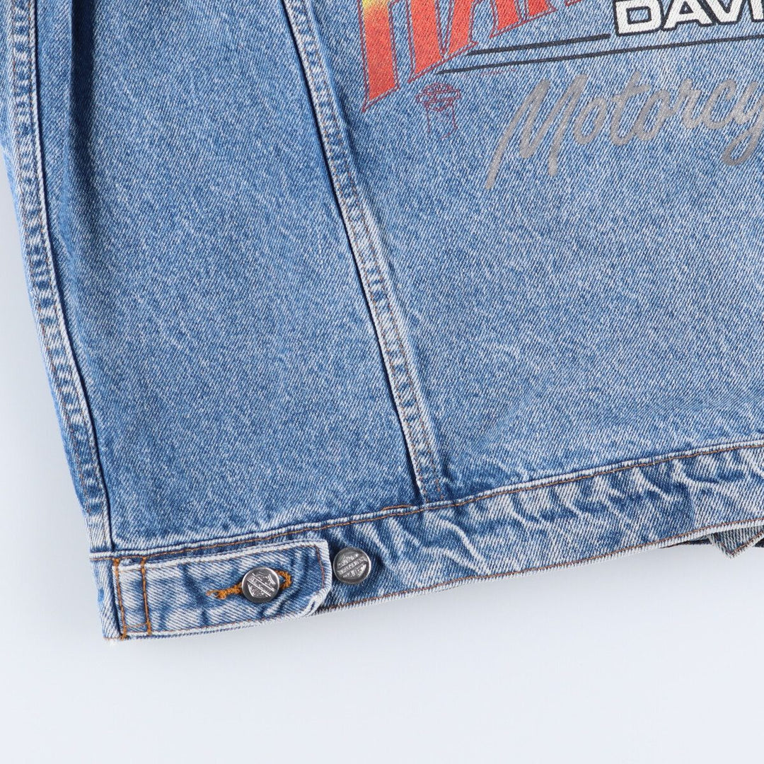 Harley-Davidson Back Print Denim Jacket G-Jean Men's XL cotton blue type Vintage Second Hand