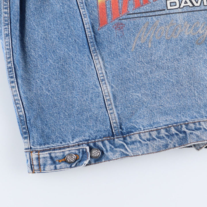 Harley-Davidson Back Print Denim Jacket G-Jean Men's XL cotton blue type Vintage Second Hand