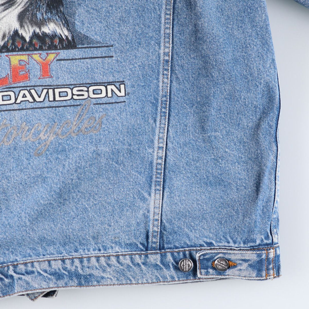 Harley-Davidson Back Print Denim Jacket G-Jean Men's XL cotton blue type Vintage Second Hand