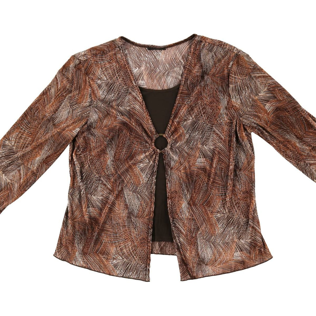 All-over pattern, layered look, long sleeve blouse, made in Canada, women's size XL /eaa508400