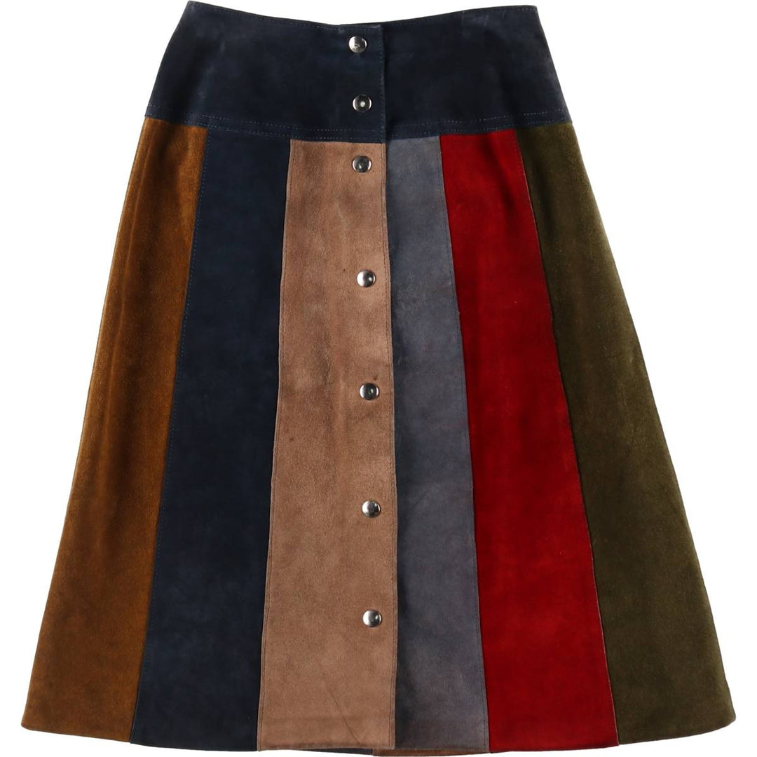 Julian Vard Half-length Suede Leather Skirt with Front Opening Made in Ireland Women's M Size /eaa508444