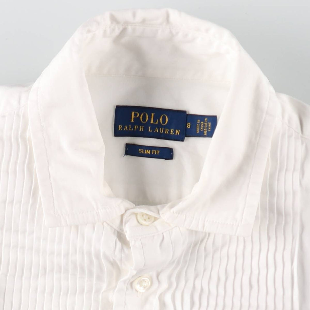 Ralph Lauren POLO RALPH LAUREN SLIM FIT wide collar long sleeve pin tuck shirt men's size S / eaa508454