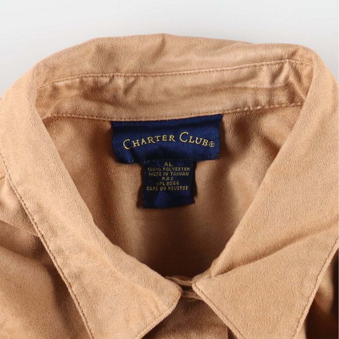 CHARTER CLUB Long Sleeve Faux Suede Shirt Women's XL /eaa508456