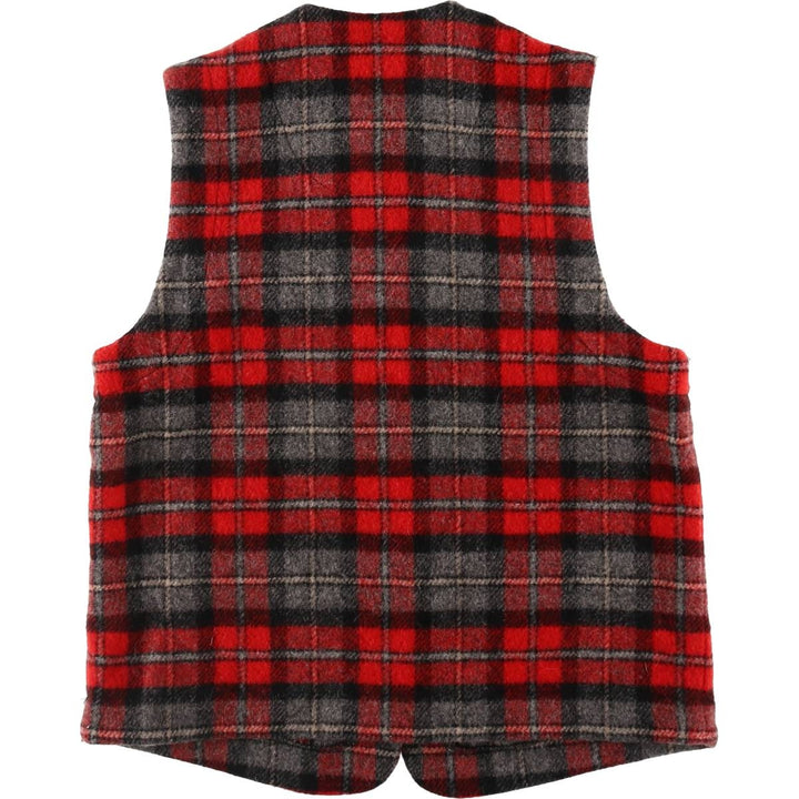 Eddie Bauer Check Pattern Open Front Wool Vest Women's M Size / eaa508459