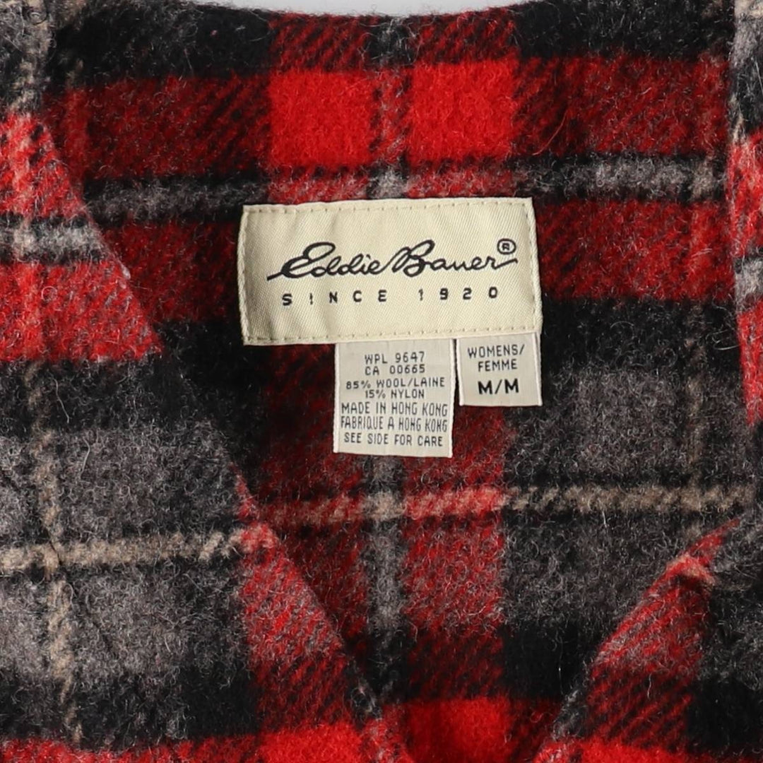 Eddie Bauer Check Pattern Open Front Wool Vest Women's M Size / eaa508459