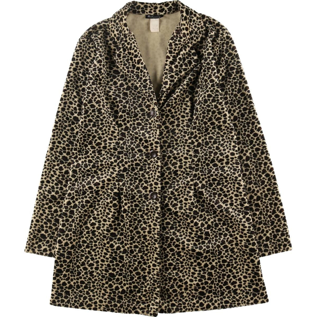 Entrancy Leopard Pattern Faux Fur Short Coat Made in USA Women's L size /eaa508479