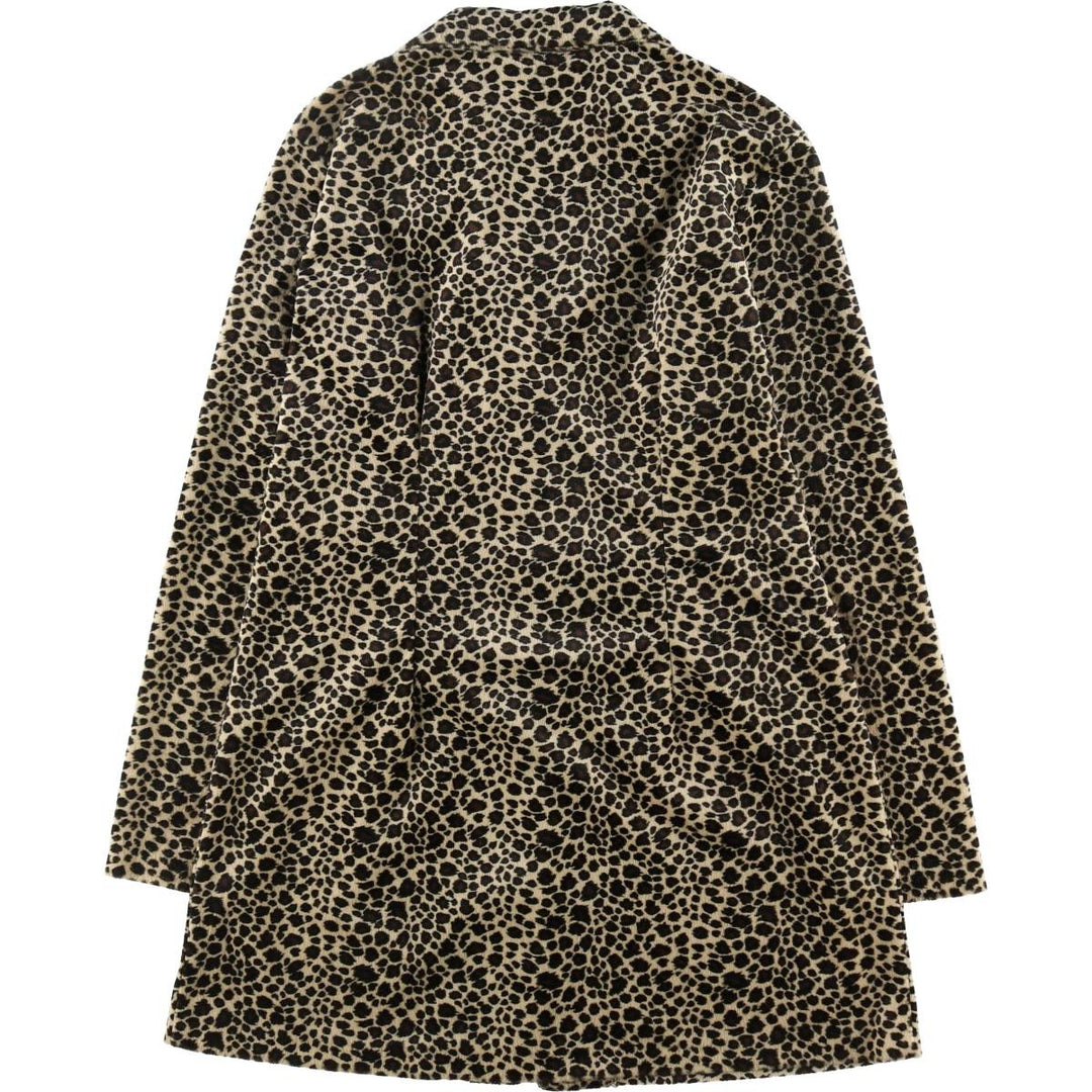 Entrancy Leopard Pattern Faux Fur Short Coat Made in USA Women's L size /eaa508479