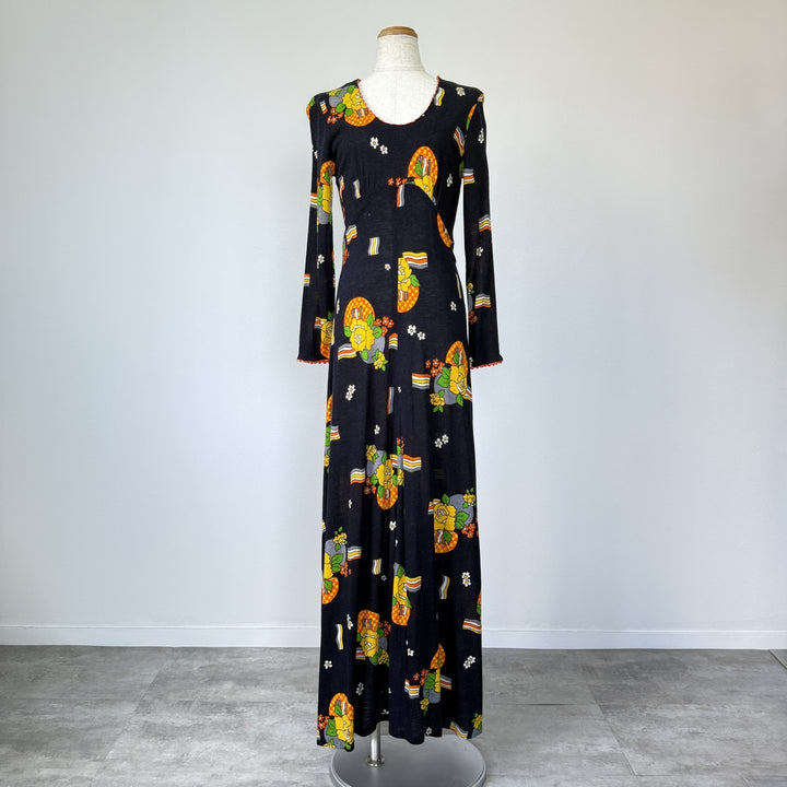 Floral print maxi length flare dress for women size M / eaa508535