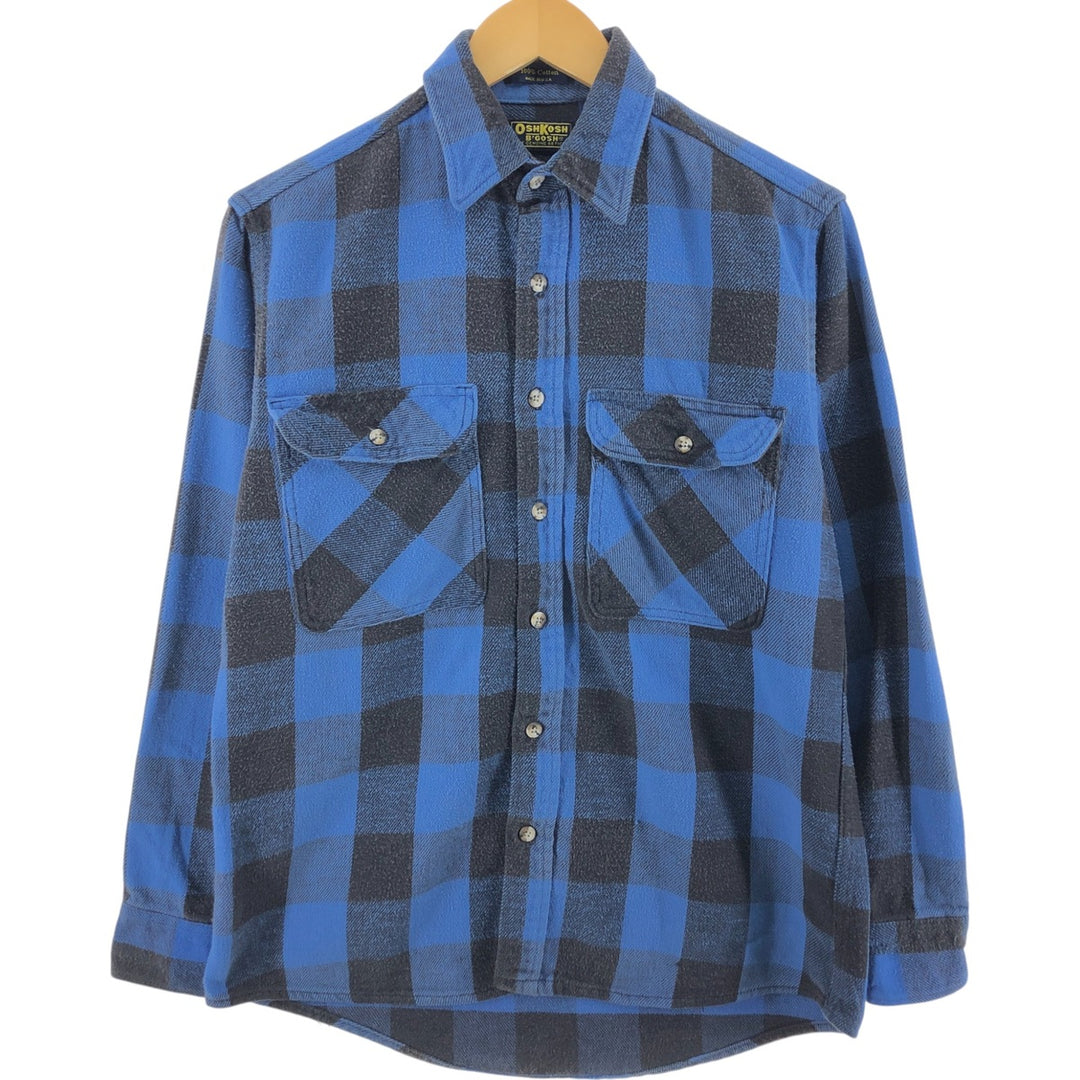 80s-90'S Osh Kosh Buffalo Check Long Sleeve Flannel Check Shirt Made in USA Men's M Size Vintage /eaa508544