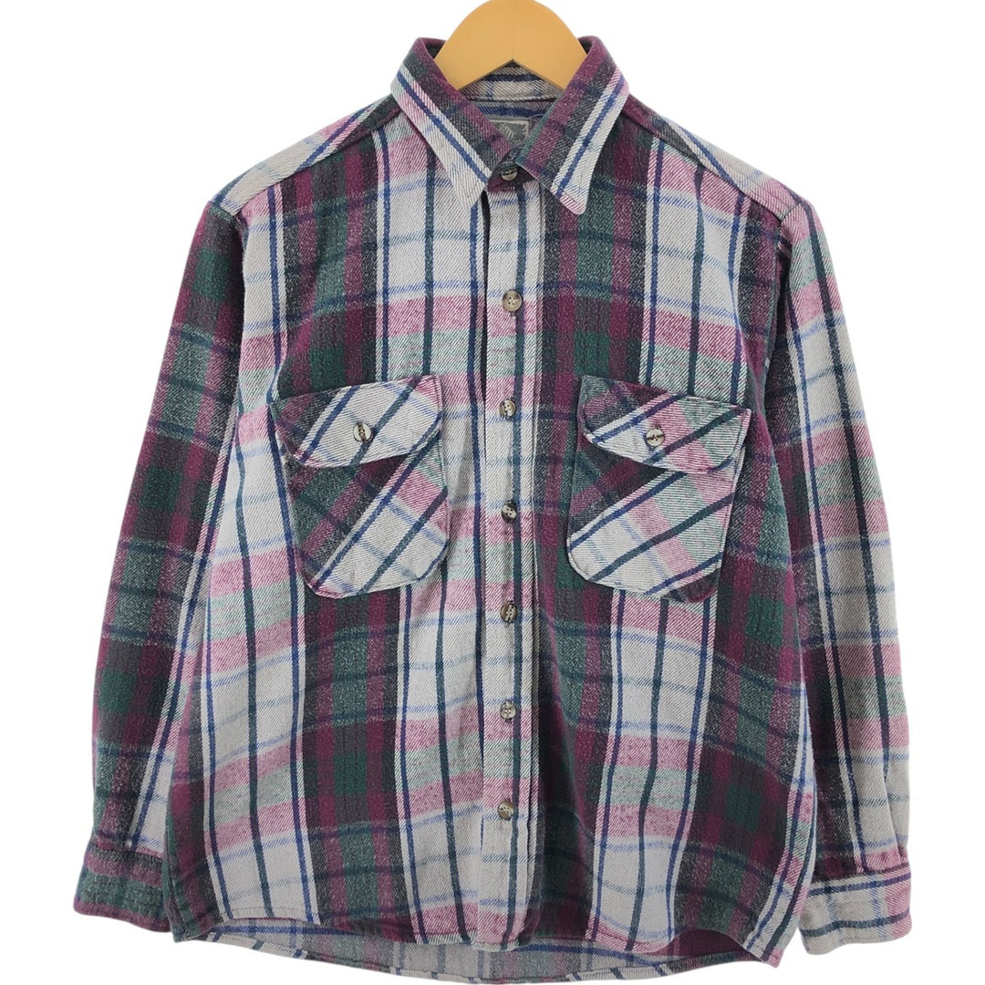 ~90'S OUTDOOR EXCHANGE Long Sleeve Flannel Check Shirt Made in USA Men's M Size Vintage /eaa508546