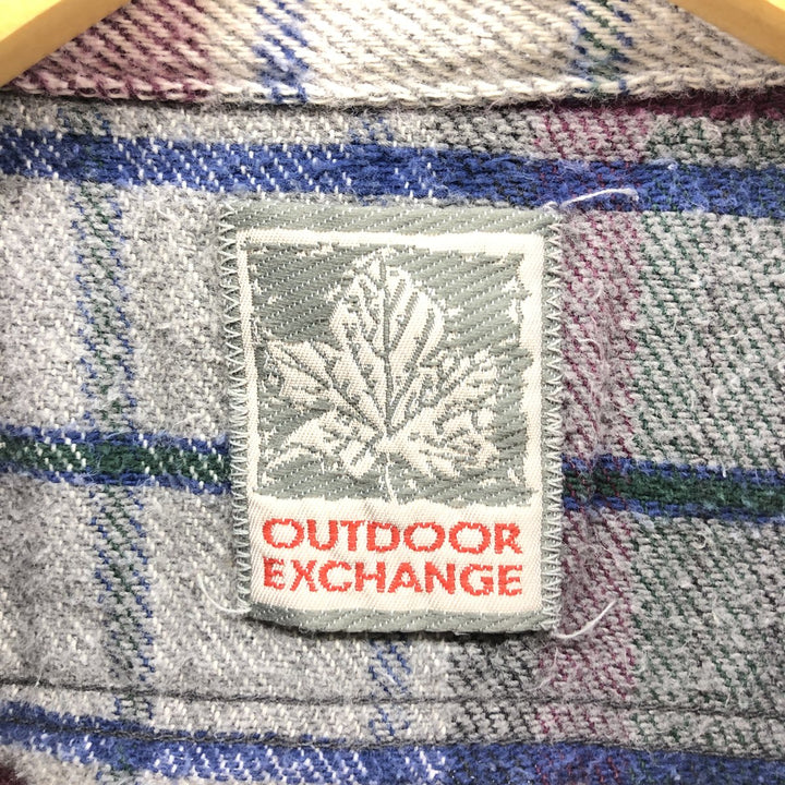 ~90'S OUTDOOR EXCHANGE Long Sleeve Flannel Check Shirt Made in USA Men's M Size Vintage /eaa508546