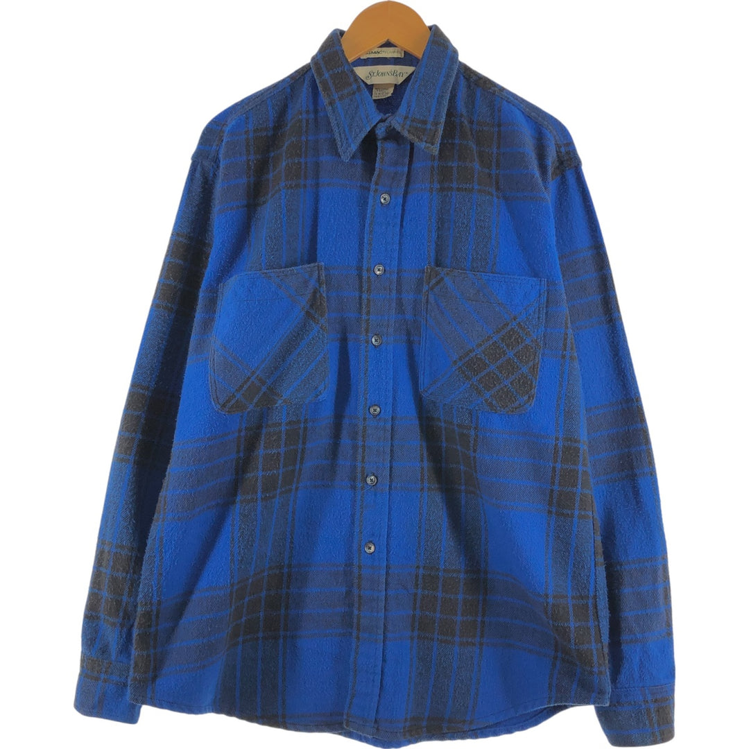 80s-90'S St. John's Bay Long Sleeve Heavy Flannel Check Shirt Made in USA Men's L Size Vintage /eaa508551