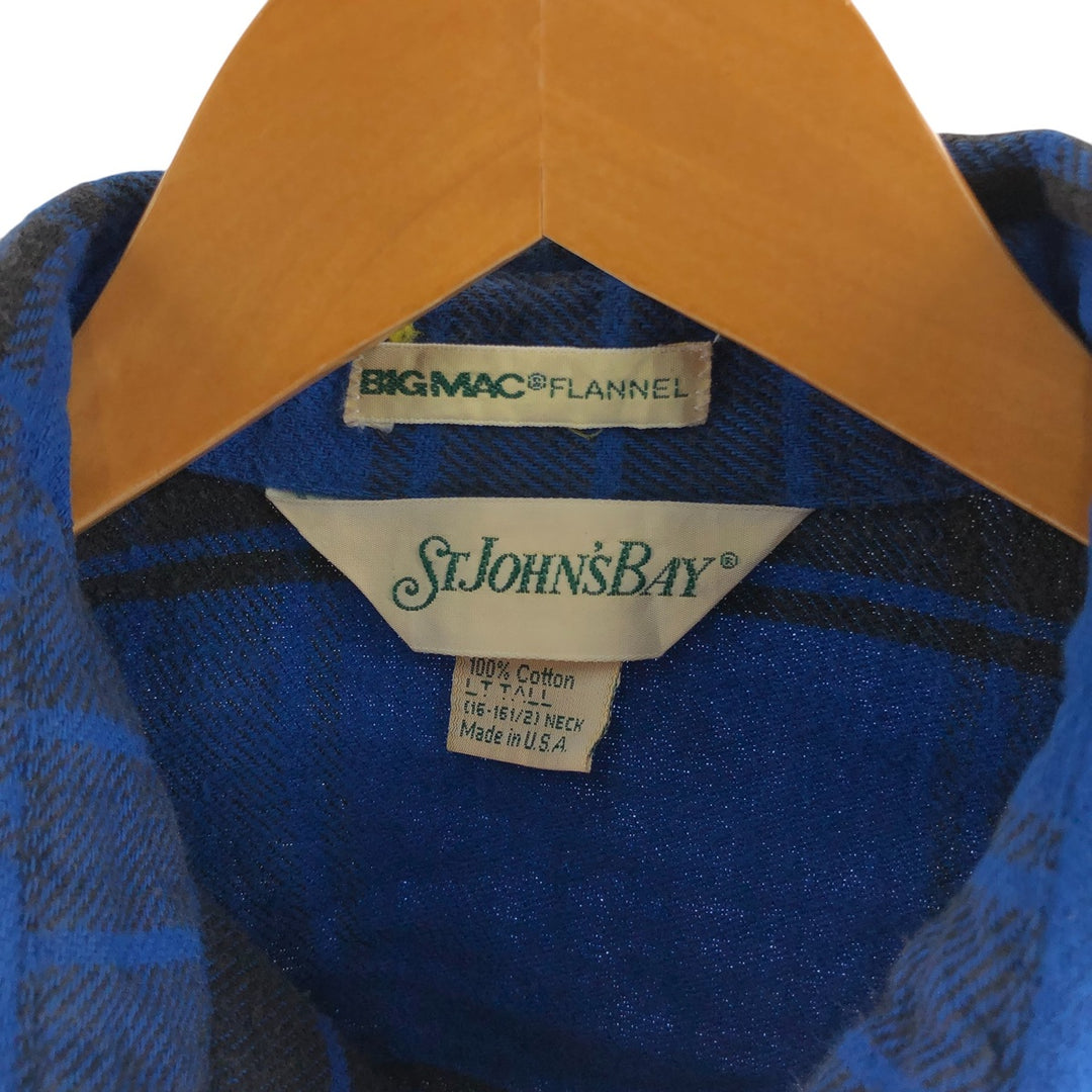 80s-90'S St. John's Bay Long Sleeve Heavy Flannel Check Shirt Made in USA Men's L Size Vintage /eaa508551