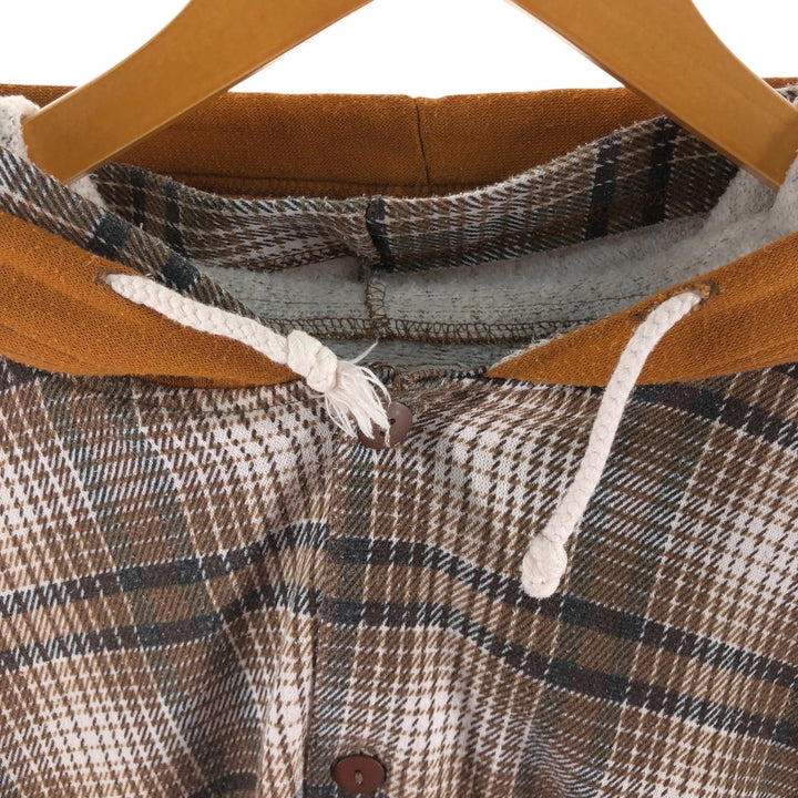 Hooded long sleeve flannel check shirt, men's size L / eaa508553