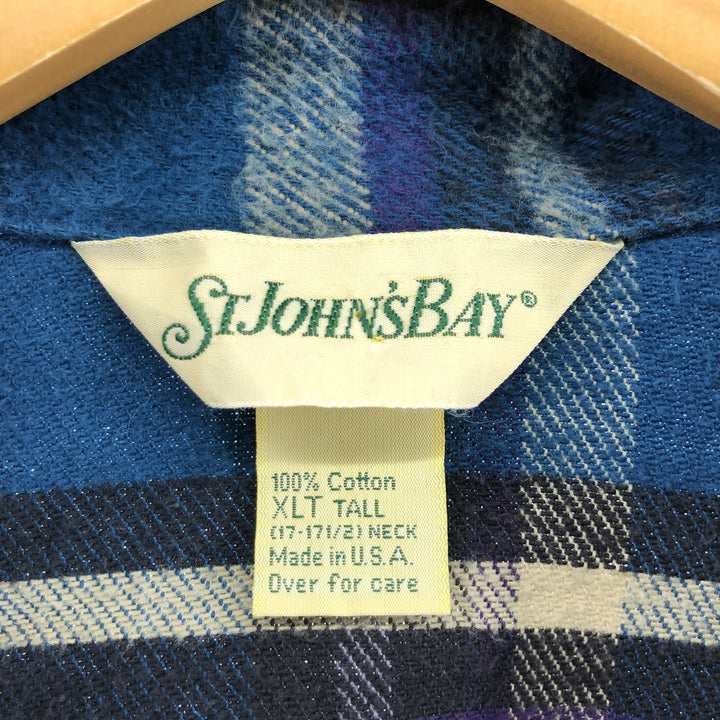 80s-90'S St. John's Bay Long Sleeve Heavy Flannel Check Shirt Made in USA Men's XL Vintage /eaa508559