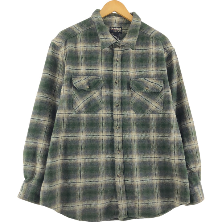 90s~ Guide Series Ombre Check Long Sleeve Heavy Flannel Check Shirt Men's XL Vintage /eaa508566