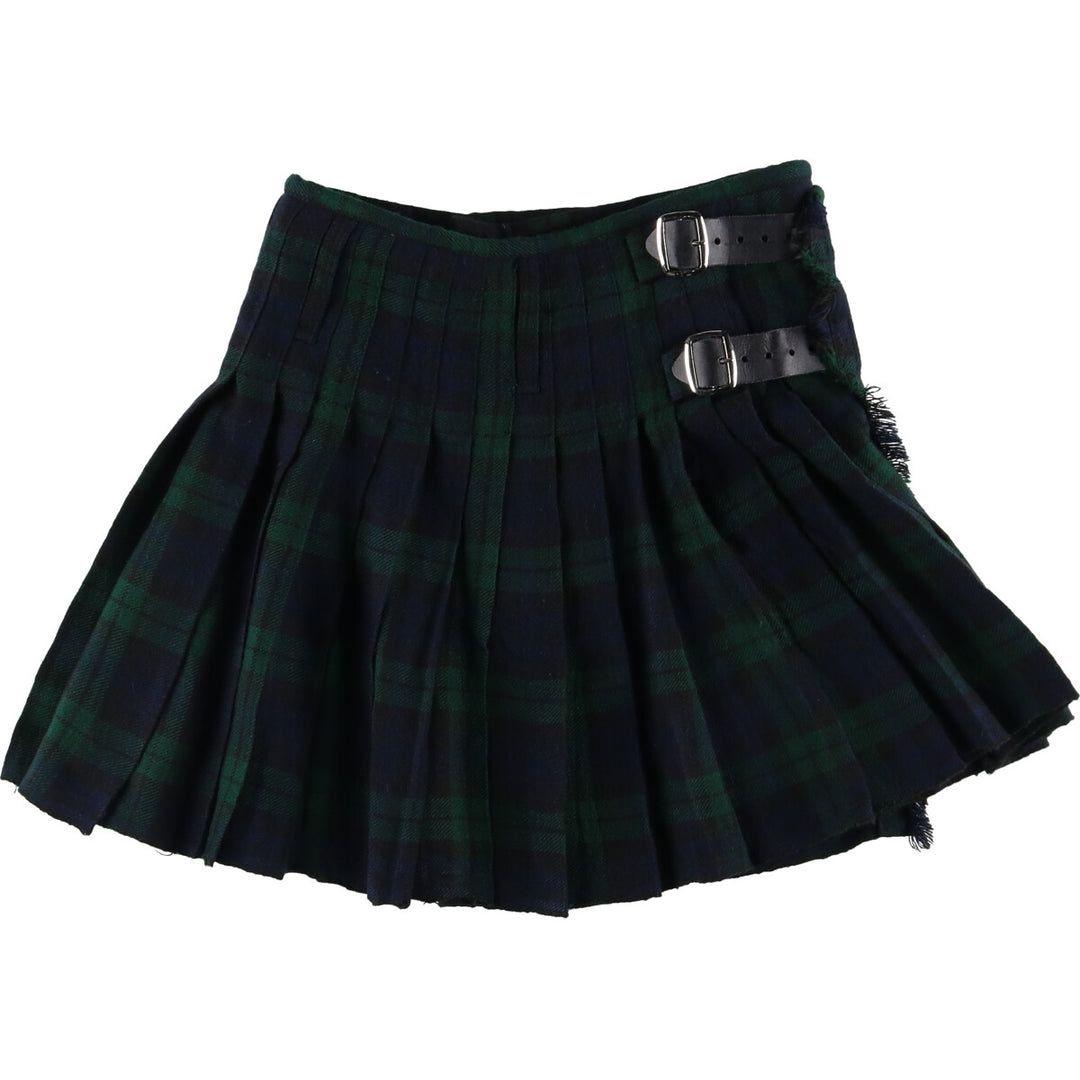 Blackwatch Check Pleated Wrap Mini Skirt Women's Size L /eaa508650