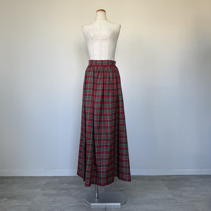 Check Pattern Maxi Length Gathered Skirt Women's M size /eaa508652