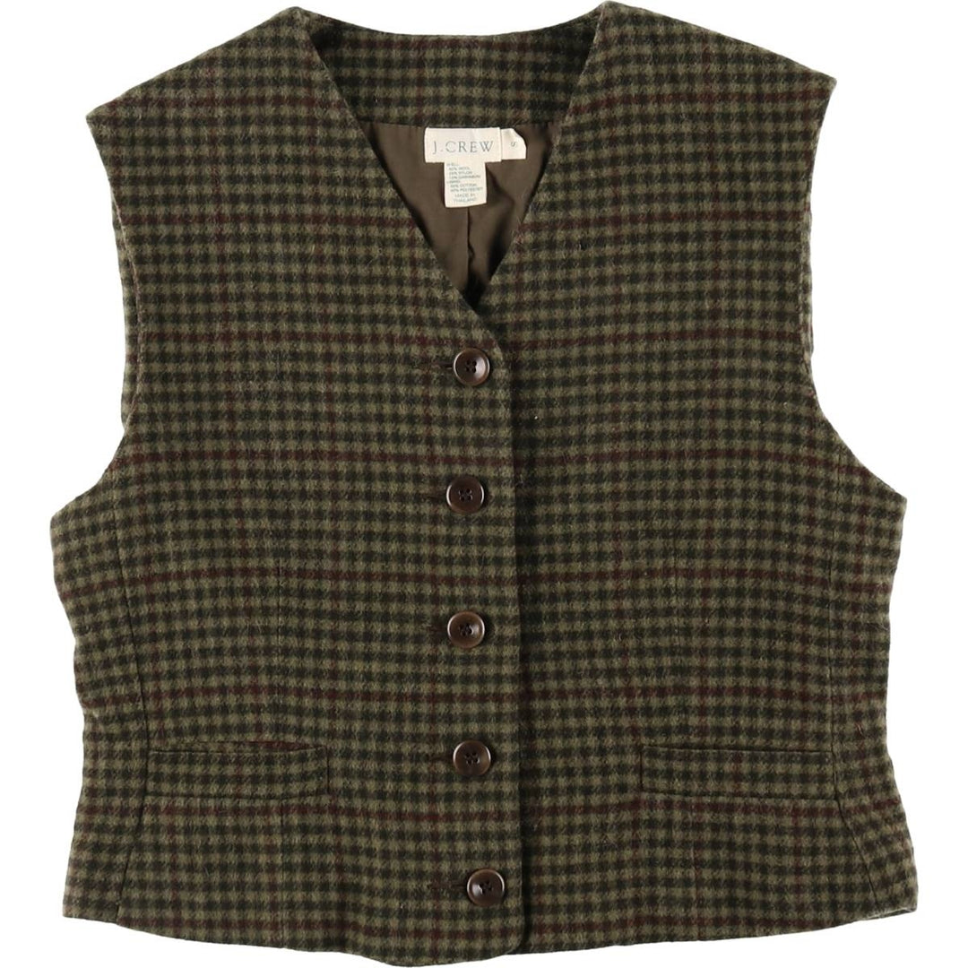 90'S J.Crew Gun Club Check Open Front Wool Vest Men's S Size Vintage /eaa508680