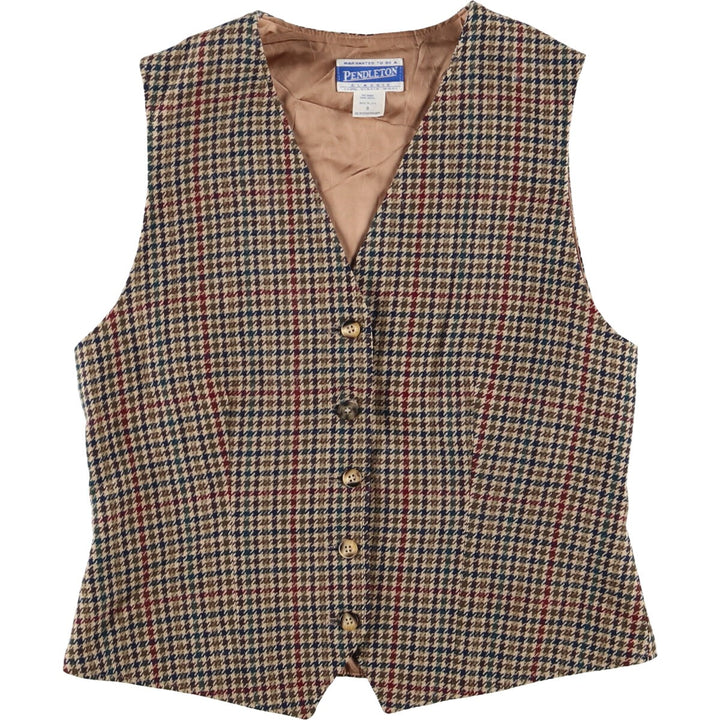 90'S Pendleton Gun Club Check Open Front Wool Vest Made in USA Men's L Size Vintage /eaa508681