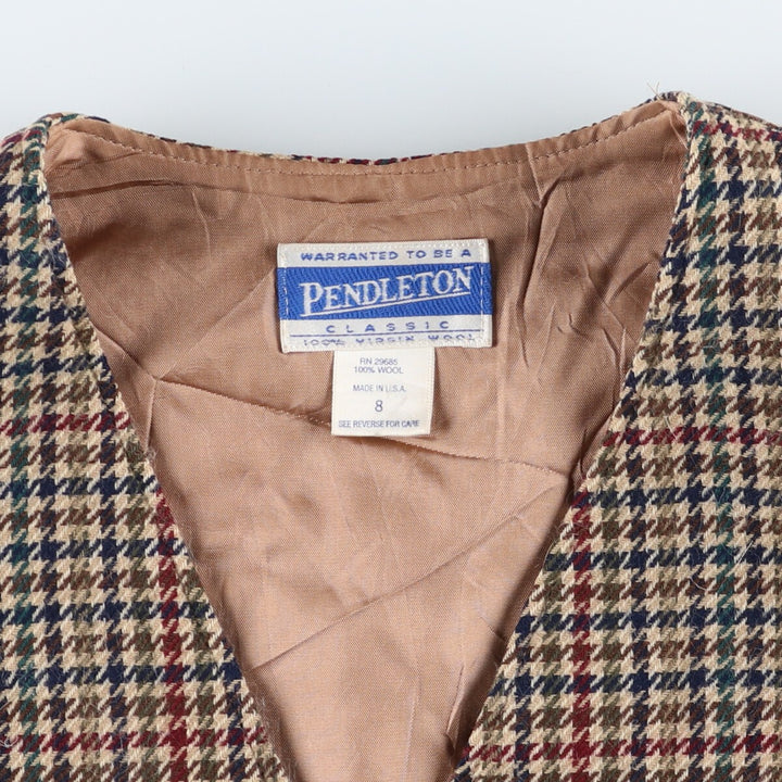 90'S Pendleton Gun Club Check Open Front Wool Vest Made in USA Men's L Size Vintage /eaa508681