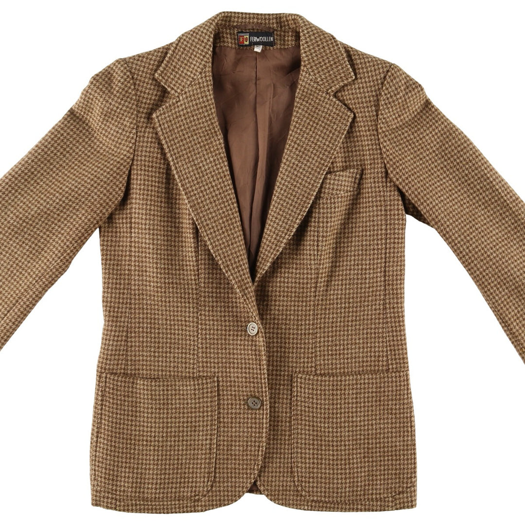 FERWOOLLEN Houndstooth Pattern Wool Tailored Jacket Made in Italy Women's S size /eaa508690