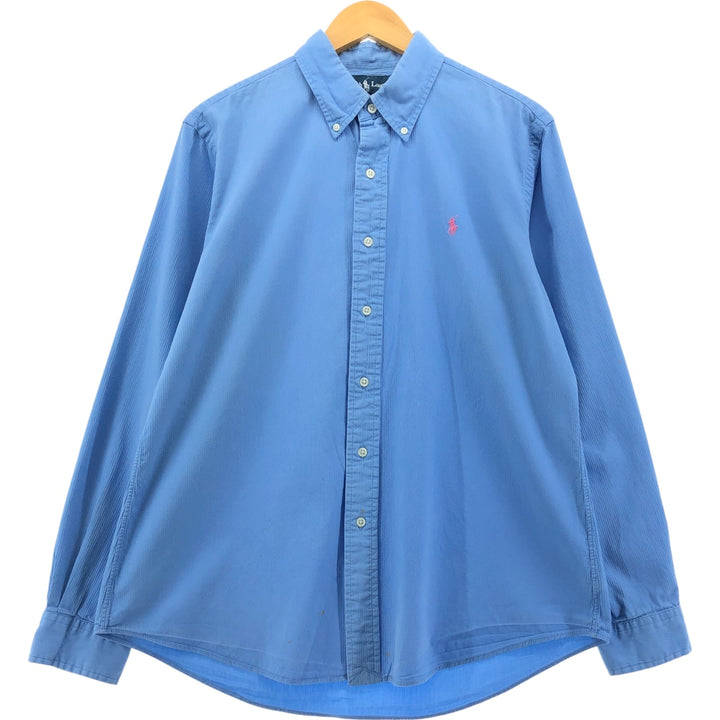 Ralph Lauren CUSTOM FIT long sleeve button down striped shirt men's size L cotton blue type Vintage Second Hand