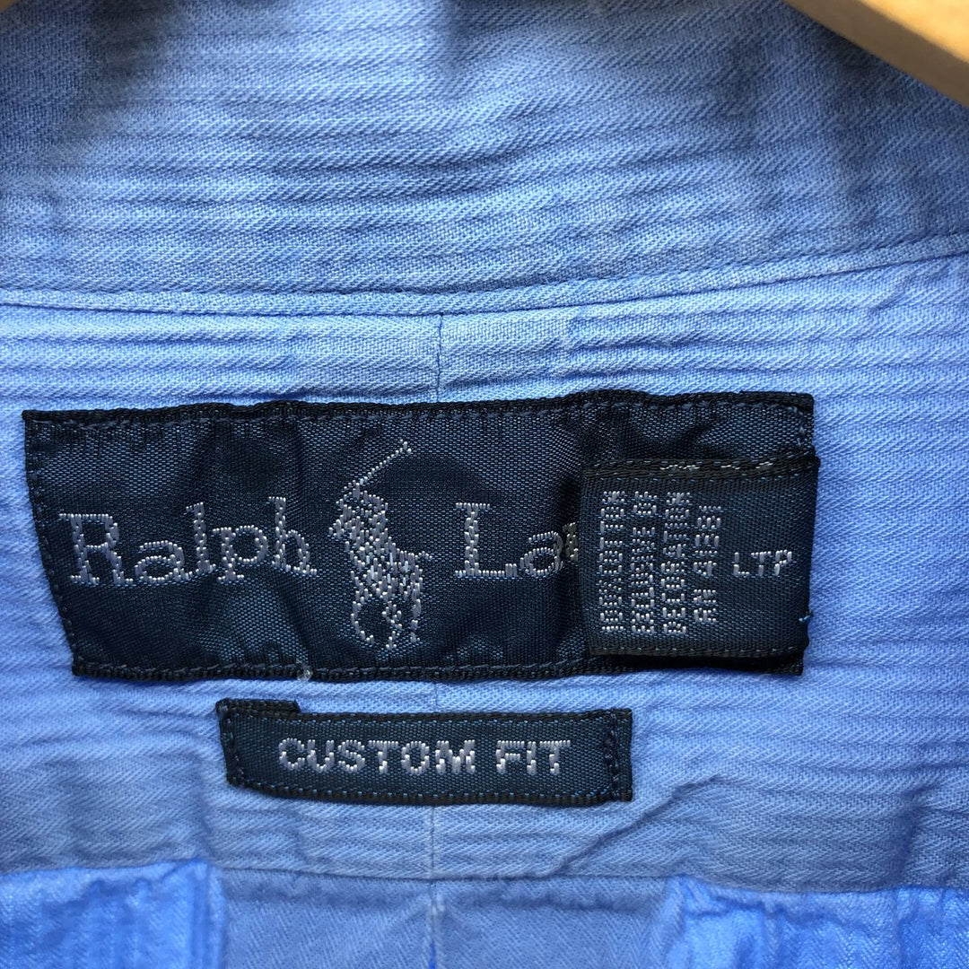 Ralph Lauren CUSTOM FIT long sleeve button down striped shirt men's size L cotton blue type Vintage Second Hand