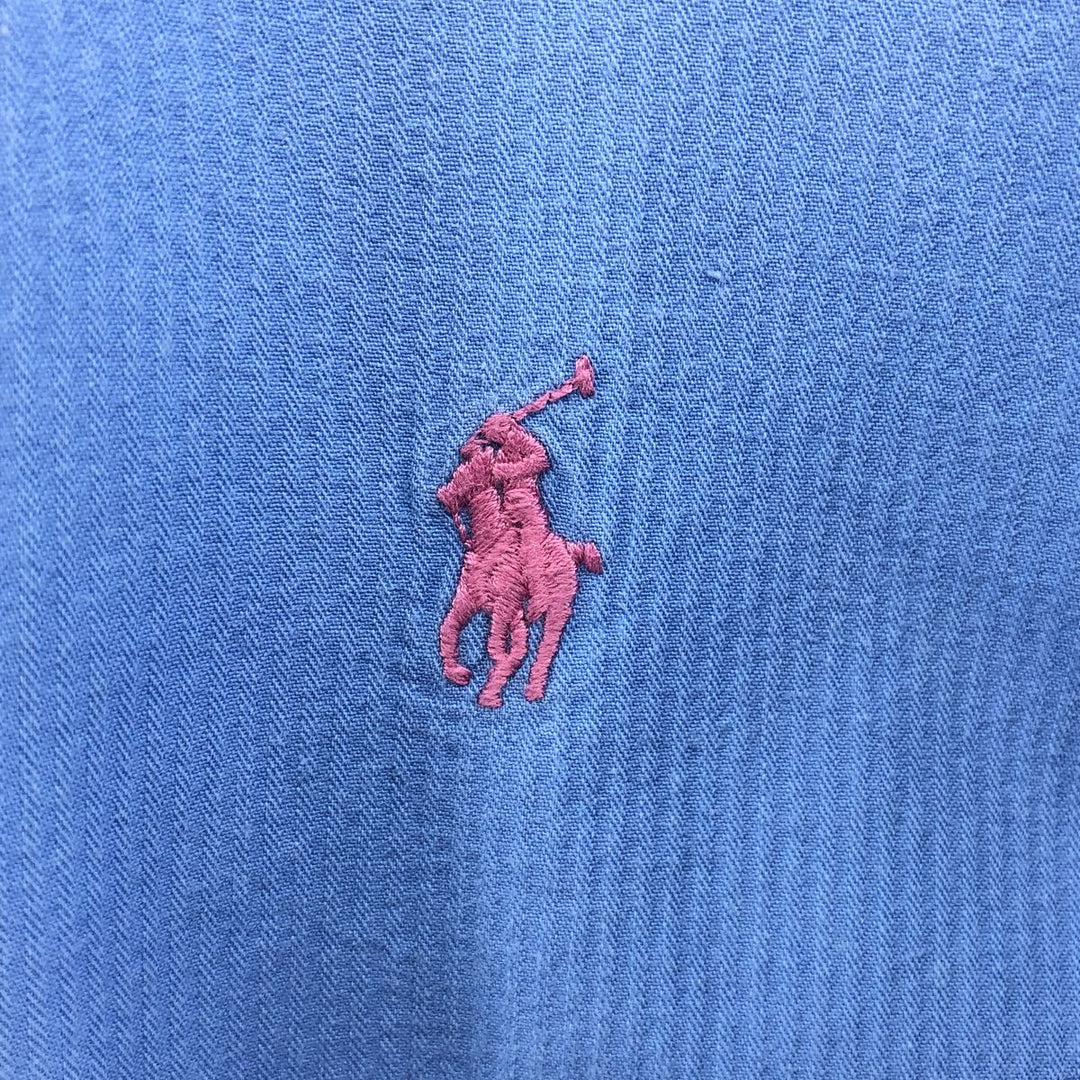 Ralph Lauren CUSTOM FIT long sleeve button down striped shirt men's size L cotton blue type Vintage Second Hand