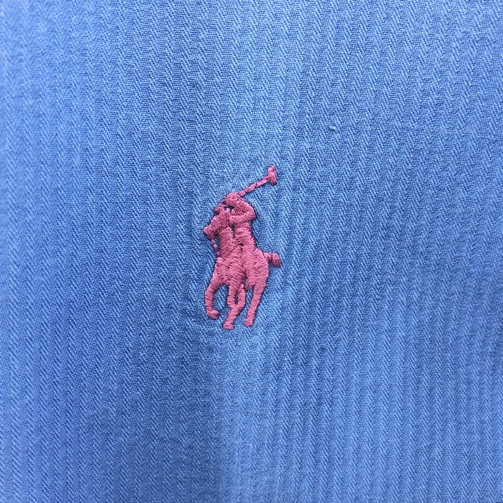 Ralph Lauren CUSTOM FIT long sleeve button down striped shirt men's size L cotton blue type Vintage Second Hand