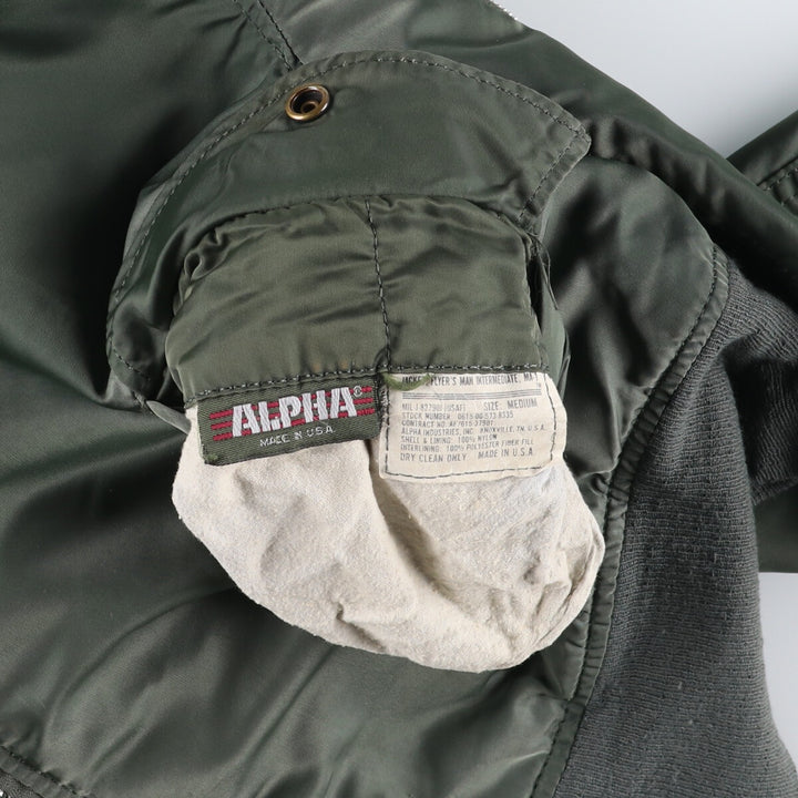 Civilian item 80s-90'S Alpha MA-1 type padded military flight jacket made in USA MEDIUM equivalent to men's M /eaa508815